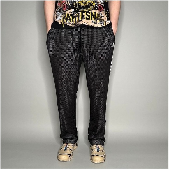 Adidas Basketball Shorts Black White Three Stripe Mesh Athletic Climalite - Picture 2 of 12